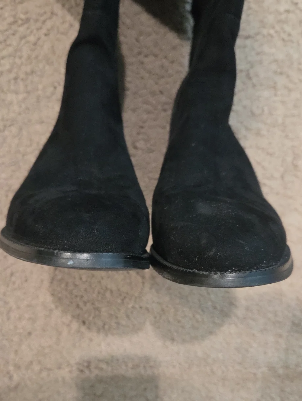 J.Crew Factory Black Microsuede Over The Knee OTK Boots Low Heel Size 9.5 AG056